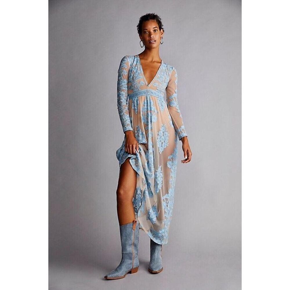 New Free People For Love & Lemons Temecula Maxi Dress Size L - Picture 1 of 9